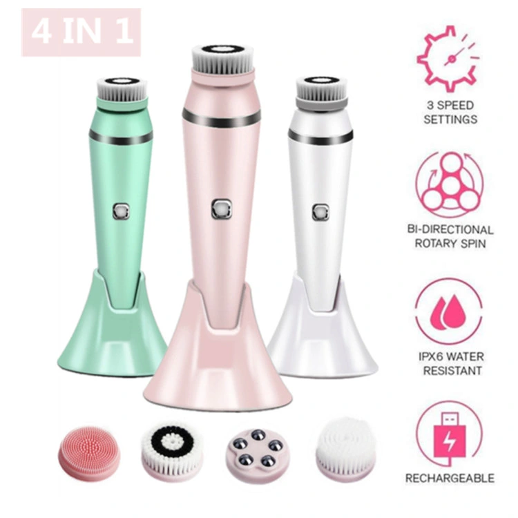 New Arrival Skin Care Device Facial Massager Electric Facial Cleansing Brush Waterproof Soft Silicone Face Washing Brush