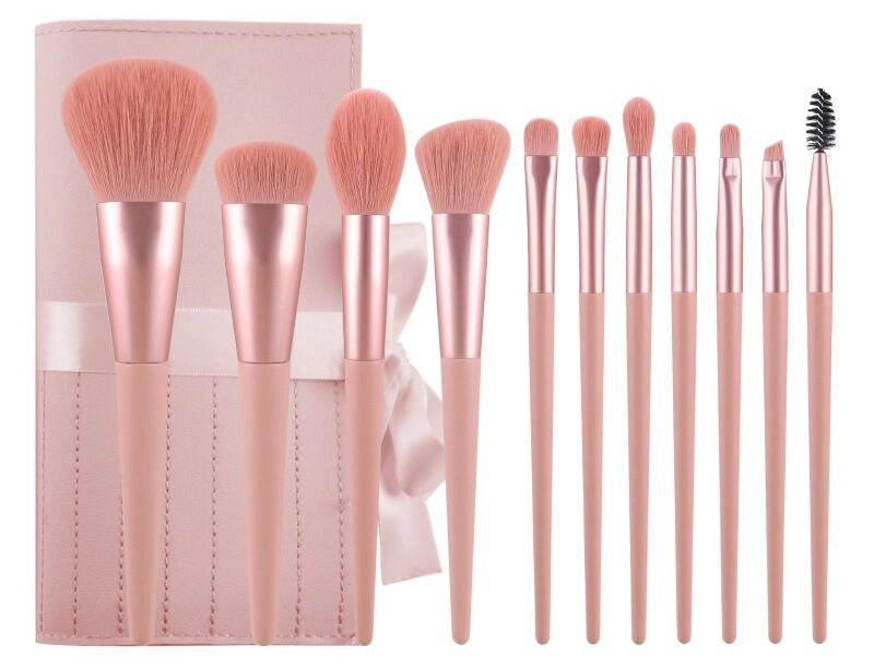 11 PCS Pink Make up Brush Professional Cosmetic Brush Set for Cream Foundation Powder