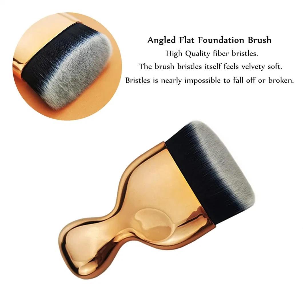 Angled Flat Foundation Brush High Density Face Body Kabuki Makeup Brush for Liquid Foundation Powder Cream Contour Buffing Stippling Blending